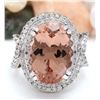 Image 1 : 14.10 CTW Natural Morganite 14K Solid White Gold Diamond Ring