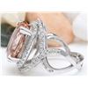 Image 3 : 14.10 CTW Natural Morganite 14K Solid White Gold Diamond Ring