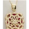 Image 2 : 5.61 CTW Natural Ruby And Diamond Pendant In 18K Solid Yellow Gold