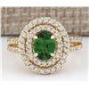 Image 1 : 2.25 CTW Natural Tsavorite And Diamond Ring In 18K Yellow Gold