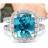 Image 1 : 13.30 CTW Natural Zircon 14K Solid White Gold Diamond Ring
