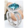 Image 5 : 13.30 CTW Natural Zircon 14K Solid White Gold Diamond Ring