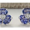 Image 1 : 3.08 CTW Natural Tanzanite And Diamond Earrings 18K Solid White Gold