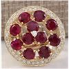 Image 1 : 4.93 CTW Natural Red Ruby And Diamond Ring 14K Solid Yellow Gold