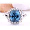 Image 1 : 7.10 CTW Natural Zircon 18K Solid White Gold Diamond Ring