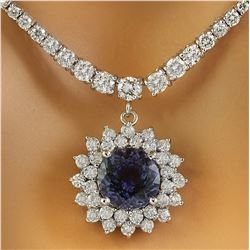 9.05 CTW Tanzanite 14K White Gold Diamond Necklace
