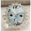 Image 1 : 7.61 CTW Natural Aquamarine And Diamond Ring In 18K Solid Yellow Gold