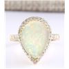 Image 1 : 5.27 CTW Natural Opal And Diamond Ring In 18K Yellow Gold