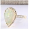 Image 2 : 5.27 CTW Natural Opal And Diamond Ring In 18K Yellow Gold
