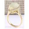 Image 3 : 5.27 CTW Natural Opal And Diamond Ring In 18K Yellow Gold