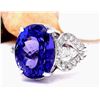 Image 2 : 12.62 CTW Natural Tanzanite 18K Solid White Gold Diamond Ring