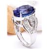 Image 4 : 12.62 CTW Natural Tanzanite 18K Solid White Gold Diamond Ring