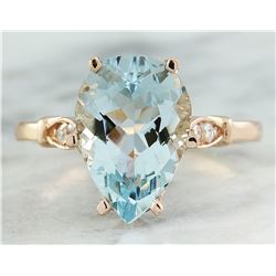 3.60 CTW Aquamarine 18K Rose Gold Diamond Ring