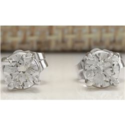 0.68CTW Natural Diamond Earrings 14K Solid White Gold