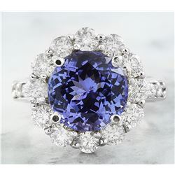 3.64 CTW Tanzanite 18K White Gold Diamond Ring
