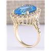 Image 3 : 13.02 CTW Natural Blue Topaz And Diamond Ring In 14k Yellow Gold