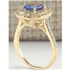 Image 3 : 2.00 CTW Natural Blue Tanzanite And Diamond Ring 14K Solid Yellow Gold