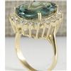 Image 3 : 9.51 CTW Natural Tourmaline And Diamond Ring In 18K Solid Yellow Gold
