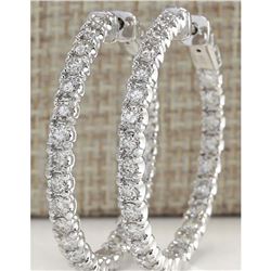 4.86 CTW Natural Diamond Hoop Earrings 18K Solid White Gold