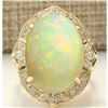 Image 1 : 10.50 CTW Natural Opal And Diamond Ring In 14K Yellow Gold