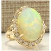 Image 2 : 10.50 CTW Natural Opal And Diamond Ring In 14K Yellow Gold