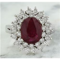 3.54 CTW Ruby 18K White Gold Diamond Ring