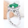 Image 4 : 3.26 CTW Natural Emerald 18K Solid White Gold Diamond Ring