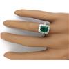 Image 5 : 3.26 CTW Natural Emerald 18K Solid White Gold Diamond Ring