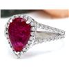 Image 2 : 2.13 CTW Natural Ruby 18K Solid White Gold Diamond Ring
