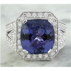 10.70 CTW Tanzanite 18K White Gold Diamond Ring