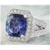 Image 2 : 10.70 CTW Tanzanite 18K White Gold Diamond Ring