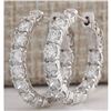 Image 1 : 3.44CTW Natural Diamond Hoop Earrings 14K Solid White Gold