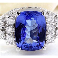3.40 CTW Natural Tanzanite 14K Solid White Gold Diamond Ring