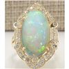 Image 1 : 9.05 CTW Natural Opal And Diamond Ring In 18K Yellow Gold