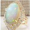 Image 2 : 9.05 CTW Natural Opal And Diamond Ring In 18K Yellow Gold