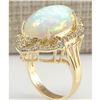 Image 3 : 9.05 CTW Natural Opal And Diamond Ring In 18K Yellow Gold