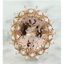 6.01 CTW Morganite 18K Rose Gold Diamond Gold Ring