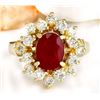 Image 1 : 2.15 CTW Natural Ruby 18K Solid Yellow Gold Diamond Ring