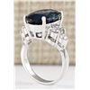 Image 3 : 12.13 CTW Natural London Blue Topaz And Diamond Ring In18K Solid White Gold