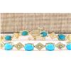 Image 1 : 5.31 CTW Natural Turquoise And Diamond Bracelet In 18K Yellow Gold