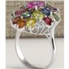 Image 3 : 7.63 CTW Natural Ceylon Sapphire And Diamond Ring In14K Solid White Gold