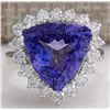 Image 1 : 8.12CTW Natural Blue Tanzanite And Diamond Ring In 18K White Gold