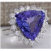 Image 2 : 8.12CTW Natural Blue Tanzanite And Diamond Ring In 18K White Gold