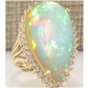 Image 2 : 19.42 CTW Natural Opal And Diamond Ring In 18K Yellow Gold