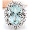 Image 1 : 15.86 CTW Natural Aquamarine 18K Solid White Gold Diamond Ring