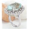Image 4 : 15.86 CTW Natural Aquamarine 18K Solid White Gold Diamond Ring