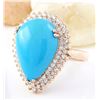 Image 2 : 13.50 CTW Natural Turquoise 14K Solid Rose Gold Diamond Ring