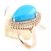 Image 4 : 13.50 CTW Natural Turquoise 14K Solid Rose Gold Diamond Ring