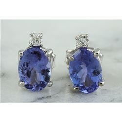 3.26 CTW Tanzanite 14K White Gold Diamond Earrings