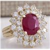 Image 2 : 5.72 CTW Natural Ruby And Diamond Ring 14K Solid Yellow Gold